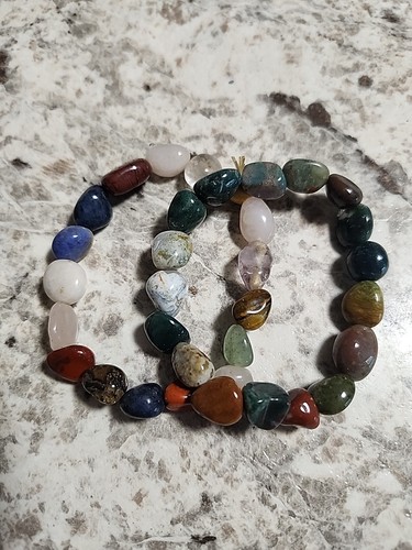 UNBRANDED Natural Tumbled Stone Bracelets Lot Of 2