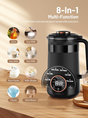 8 in 1 Automatic Nut Milk Maker,35oz Homemade Almond, Oat, Coconut, Plant Bas... - Picture 2 of 8