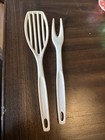 Foley Vintage Nylon Plastic Kitchen Utensils Almond Color, Slotted Spoon, Fork