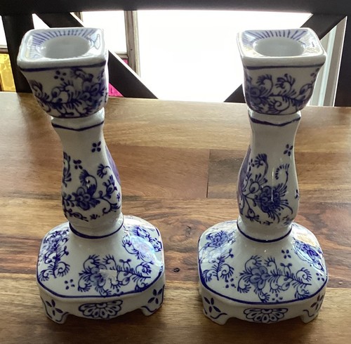 BLAU & WEISSE PORZELLAN KERZENSTÄNDER CHINOISERIE - Bild 2 von 5