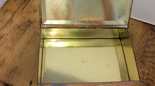 Caja de lata litográfica rectangular con tapa vintage CANCO 9 1/2 X 6 X 3" decoración de granja - Imagen 7 de 11