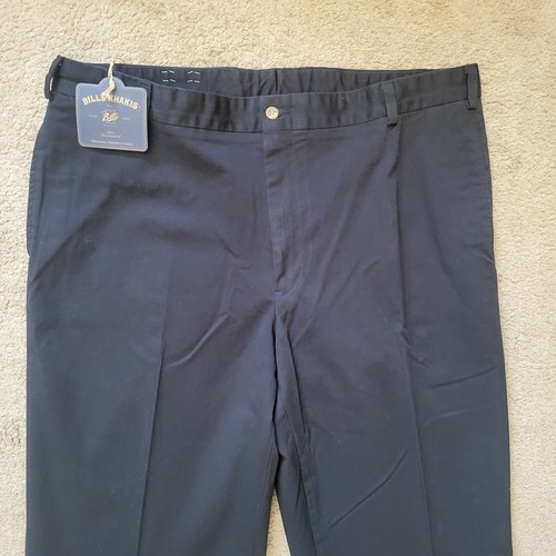 Bill's Khakis M2 Plain Front Classic Fit Pants Black Twill Size 42 Cuffed - Picture 2 of 10