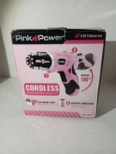 Pink Power 3.6 Volt Rechargeable Cordless Electric Screwdriver Set with Level 