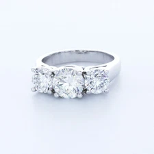 1 3/4ct E VS1 Round Natural Certified Diamonds Platinum Classic Three-Stone Ring