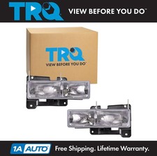 TRQ Headlight Assembly Set Driver & Passenger Side Fits 90-00 Chevrolet GMC