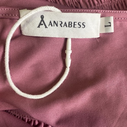Abito Anrabes rosa malva manica lunga maxi scollo a V profondo spacco davanti taglia large - Foto 4 di 7