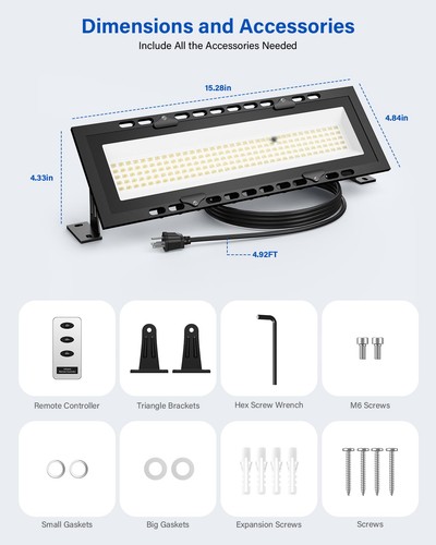120W LED Shop Lights with Remote Control, 18000LM 6000K Aluminum Garage Light... - Picture 8 of 8