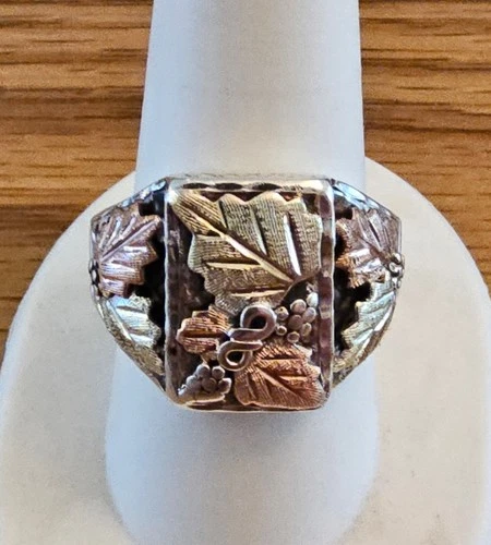 STERLING SILVER*12K BLACK HILLS GOLD RING*VINTAGE*SIZE 10.5*