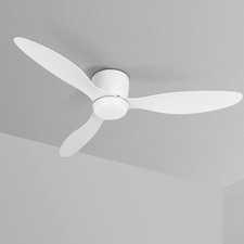 Low Profile Ceiling Fan with Light and Remote, 52 Inch Flush Mount White Ceil...