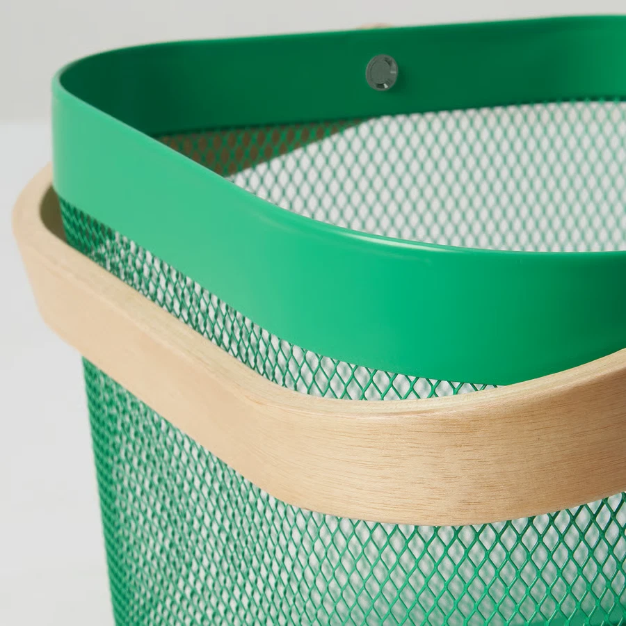 IKEA RISATORP Wire Basket Green Metal Storage Bin with Handle Kitchen Pantry Box - Image 2 of 4