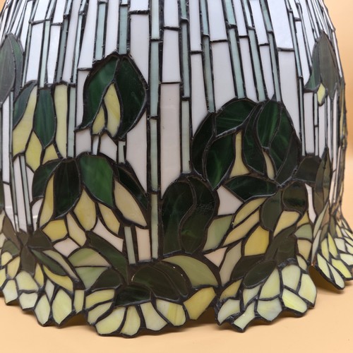 Vintage seltene Farbe Tiffany Stil Blume Lotus Buntglas Lampe Hängeschirm - Bild 11 von 24
