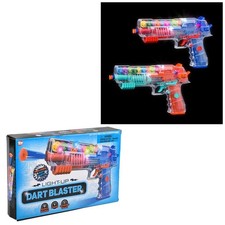 9.5 inch Light up Foam Dart Blaster - Transparent Design - Moving Gears - Fla...