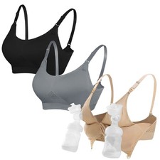 3Pack Pumping-Bra Hands Free Breast Nursing Bra for Breastfeeding Wearable Pa...