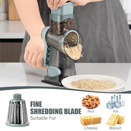 Rotary Cheese Grater with Handle Vegetable Cheese Shredder Slicer Grater for - Picture 5 of 7