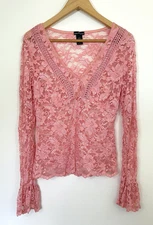 Y2K MODA International Romantic Lace Babydoll Top Sz M Fairy Regencycore Whimsy