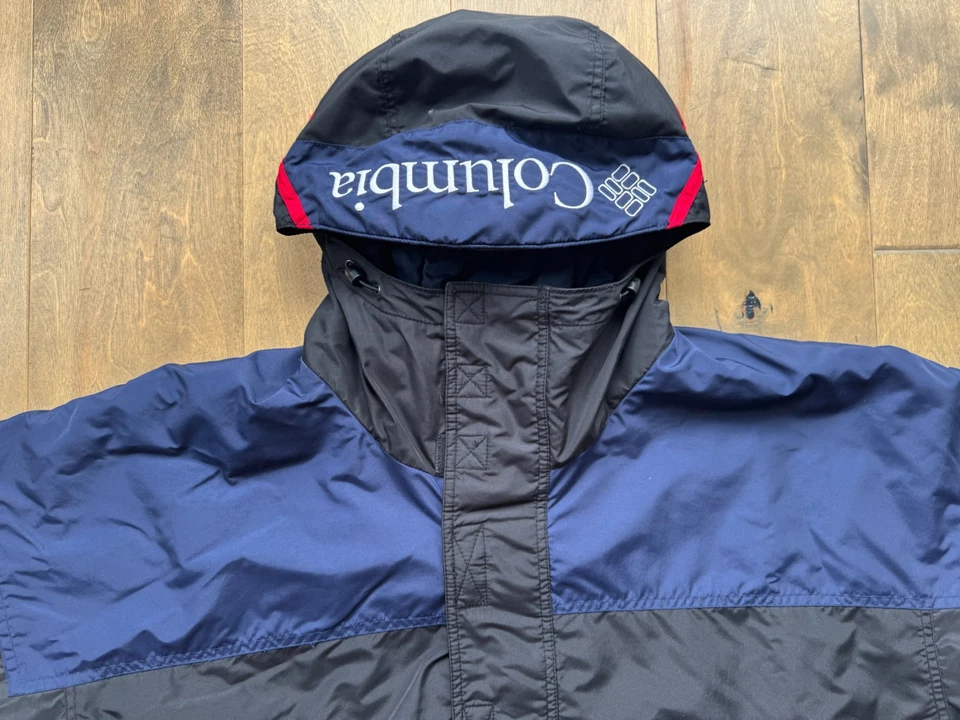 Vintage Columbia Anorak Pullover Jacket Black Navy Red Hooded Men’s XL Tall EUC - Image 4 of 4