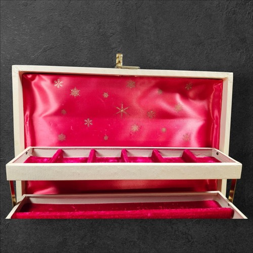 Portagioie vintage Mele-grande quattro livelli crema/rosso con chiave e garanzia anni 50 - Foto 3 di 18