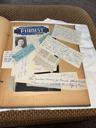 Vtg 1947 Music Scrapbook Half Full Of Prints, Photos, News Clips, Notes, Cards - Picture 11 of 22