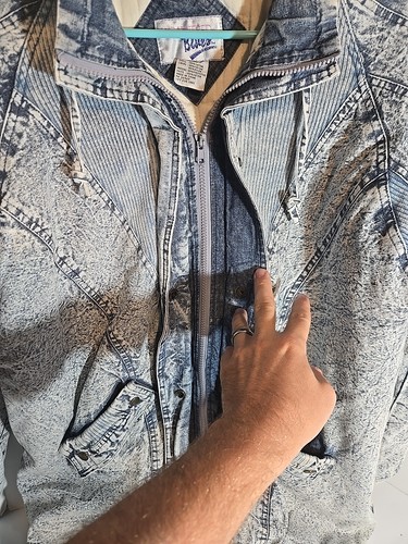 Abrigo chaqueta vaquera vintage azul desgastado para mujer talla 9/10 lavado ácido - Imagen 4 de 10