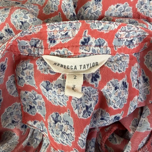 Women's REBECCA TAYLOR Silk Floral Pullover Blouse Shirt Top Size 2 - Picture 3 of 4
