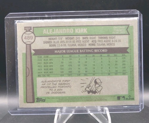 Topps Heritage 2025 cromo rosa brillante - Alejandro Kirk #489 SP Blue Jays - Imagen 2 de 3