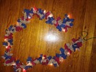 Primitive Rag Garland 6' Rustic Lighted Homespun Rag Fabric Burgundy Blue Plaid