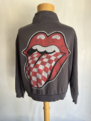 THE ROLLING STONES (2021) Official 3/4 Zip Checker Logo Crop Sweatshirt Small - Picture 3 of 6