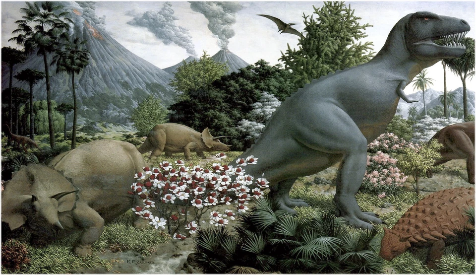 罕见爬行动物时代恐龙壁画海报 Zallinger 带框套装 — 第 2/2 张图片