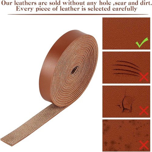 GORGECRAFT 79" Long 1/2" Wide Matte Brown Leather Strap 2mm 1/2 Inch, - Picture 7 of 7