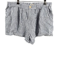 Faherty 100 Linen Womens Shorts Blue White Stripe Casual Beach Travel Size XL
