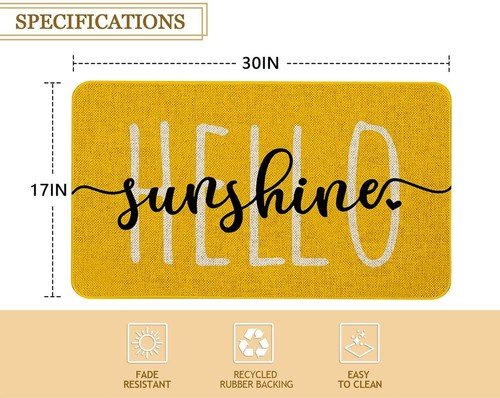 Hello Sunshine Door Mat Summer Funny Text Indoor mat,Holiday Creative Decorat... - Picture 3 of 7