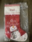 Pottery Barn Kids Red Quilted Snowman Christmas Stocking Mono “DAD”