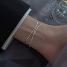 Women's 925 Sterling Silver Multilayer Snake Chain Foot Ankle Bracelet New USA