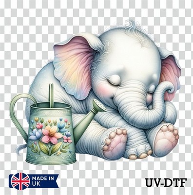 Schlafender Elefant UV DTF Aufkleber - Glas Laptop Becher Tasse xk414
