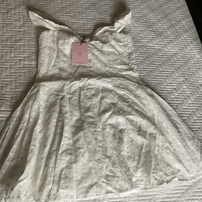 NWT Hello Molly Womens Keep On Running Dress L White Babydoll Coquette Dainty