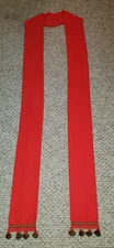 OFFICIANT PASTOR CLERGY STOLE HAND MADE RED W/POMPOM DETAIL