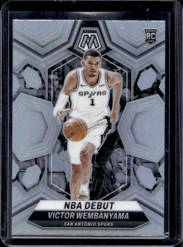 2023-24 Panini Mosaic Victor Wembanyama RC Silver Prizm NBA Debut #257 Spurs