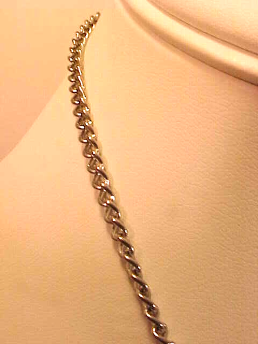 Silver 5 Leaf Tiger Eye Pendant w/ Rhinestone Center on Silver Chain Necklace - Picture 4 of 5