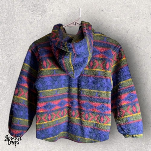 Gitano Youth Jacket Size 8 Vintage 90s Aztec Pattern Blue Green Red Winter Coat - Picture 3 of 3