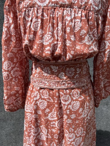 CLEOBELLA Sara Midi Dress in Terracotta Pockets Tie Waist Size Medium - Picture 9 of 24