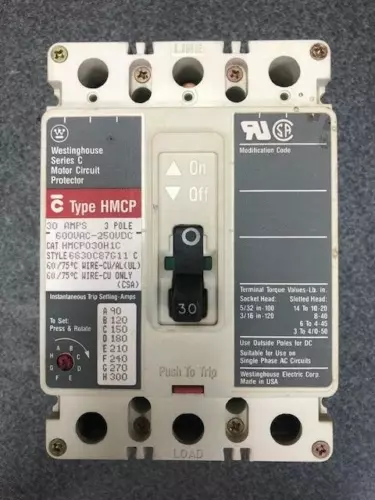 Cutler-Hammer Westinghouse Series C, HMCP030H1C Circuit Breaker, 30A 3-Pole