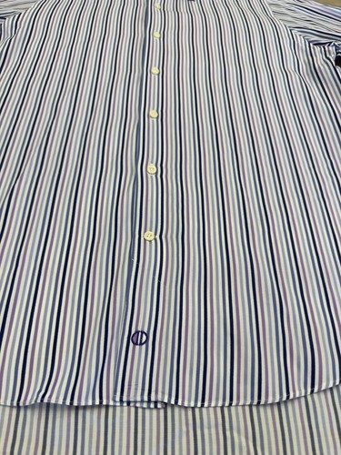 David Donahue Dress Shirt Mens Size 16-32/33 Striped Long Sleeve Button Up Trim - Picture 3 of 12