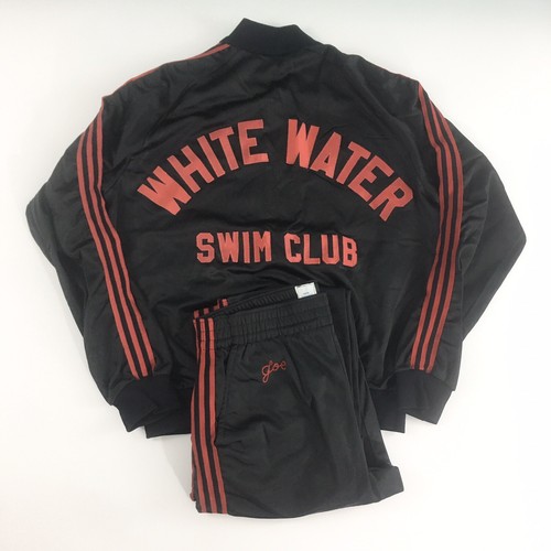 Vintage Broderick Herren Track Polyester Jacke Hose bestickt Swim Club Joe L