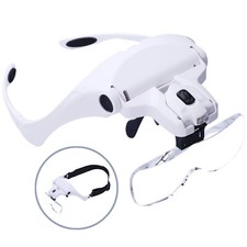 LED Jewelers Head Headband Magnifier Illuminated Magnifying Glasses Loupe C