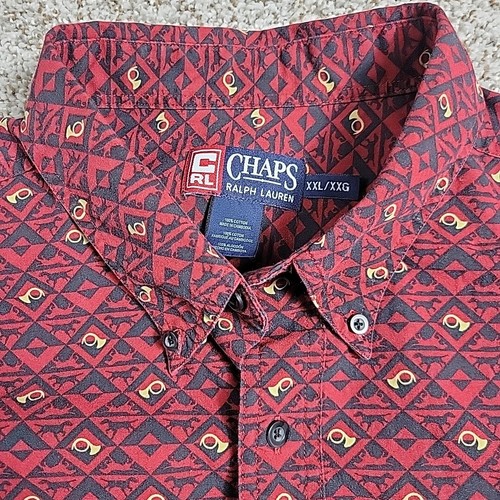 Chaps Ralph Lauren Shirt Mens 2XL Red Dogs Button Up Long Sleeve - Picture 2 of 7