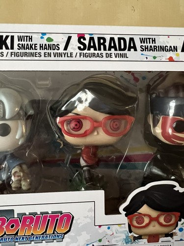 Funko Pop Vinilo Naruto Boruto Mitsuki Sarada Shinki Paquete de 4 Figura Flocada NUEVO - Imagen 4 de 8