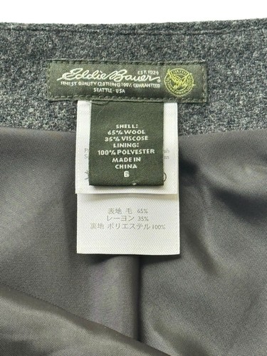 Falda Eddie Bauer Mujer Talla 6 Gris Lana Mezcla Viscosa Lápiz Forrada Recta - Imagen 4 de 12
