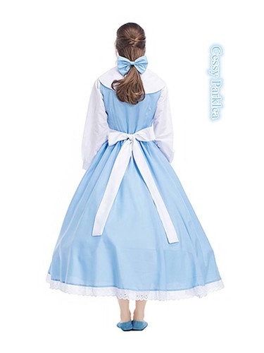 U-B3-1 Adult Beauty and the Beast Belle Blue Maid Fancy Dress Book Week Costume - Picture 6 of 8