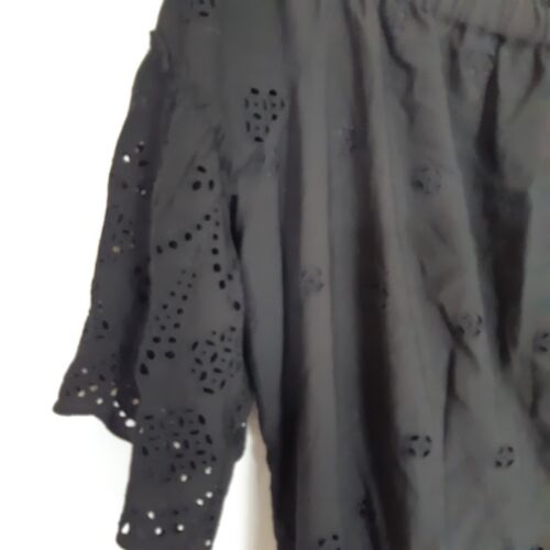 Madewell Bardot Blouse Top Broderie Black Ladies Size M/L P2P 22" - Picture 21 of 24