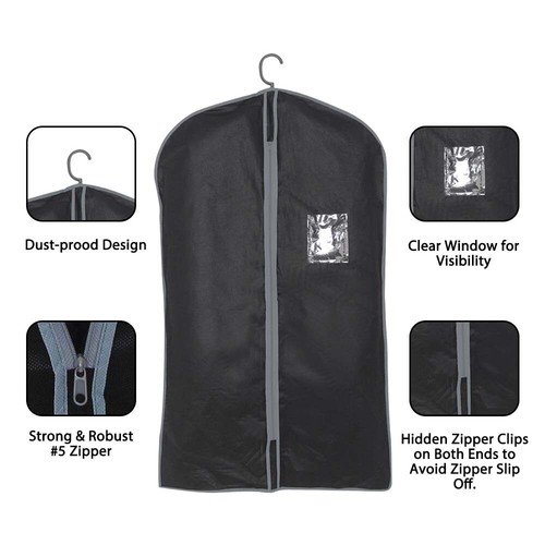 5x Zip Up Hanging Suit Dress Garment Storage Bag Clothes Cover Dustproof - Picture 4 of 12
